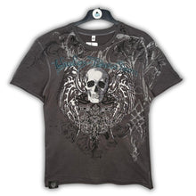 Load image into Gallery viewer, Custom Harley Davidson Diamante Tribal Skull &amp; Blue logo Graphic Top, Size XL
