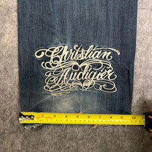 Load image into Gallery viewer, Christian Audigier Embroidered Skull Y2K 2000s Vintage Jeans, Waist 34
