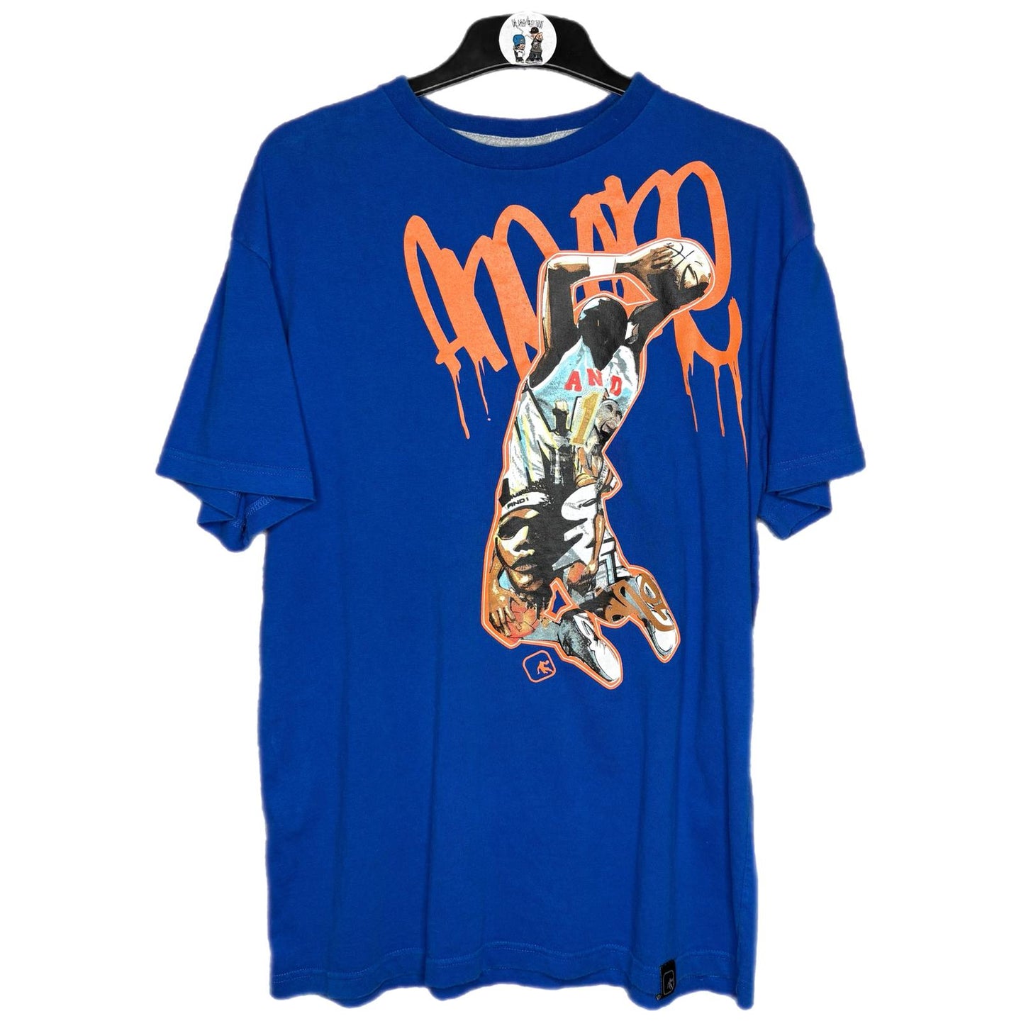 And1 Basketball Graffiti Y2K Streetwear Blue Graphic Top, Size: Large