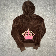 Load image into Gallery viewer, Juicy Couture Brown Y2K Velour Pink Crown Tiara Mcbling Vintage Hoodie, Size L
