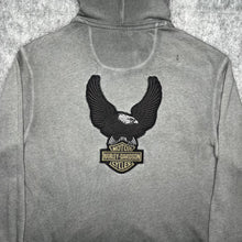 Load image into Gallery viewer, Harley Davidson Eagle Grey Y2K Biker 2000s Hoodie, Size Large
