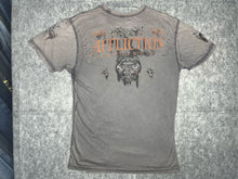 Load image into Gallery viewer, Affliction Grey Orange Gothic Grunge 2000s Top, Size XL
