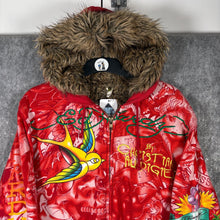 Load image into Gallery viewer, Ed Hardy by Christian Audigier Tattooo Embroidered Full Zip Fur Japan Hoodie
