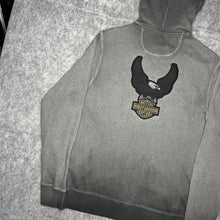 Load image into Gallery viewer, Harley Davidson Eagle Grey Y2K Biker 2000s Hoodie, Size Large
