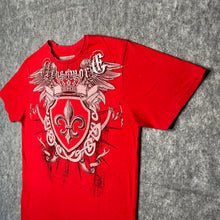 Load image into Gallery viewer, Urban Heritage Gothic Fleur De Lis Tribal Angel Wing Grunge Red Top, Size M
