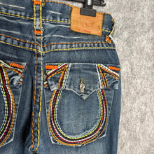 Load image into Gallery viewer, True Religion Multi Stitch Horseshoe Grunge Y2K Blue Jeans, Size M
