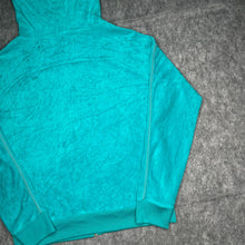 Load image into Gallery viewer, Juicy Couture Turquoise Blue Velour Y2K 2000s Hoodie, Size Large
