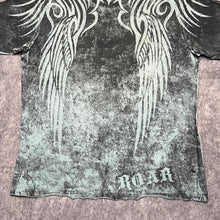 Load image into Gallery viewer, Roar Y2K Gothic Cyber Tribal Turquoise Grunge Angel Wing Top, Size Large
