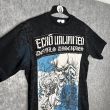 Load image into Gallery viewer, Ecko Unltd Gothic Skull Studded Black Blue Grunge Top, Size M
