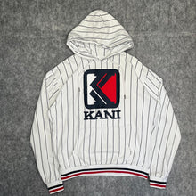 Load image into Gallery viewer, Karl Kani White Hiphop Y2K Stripe Vintage Hoodie, Size Medium
