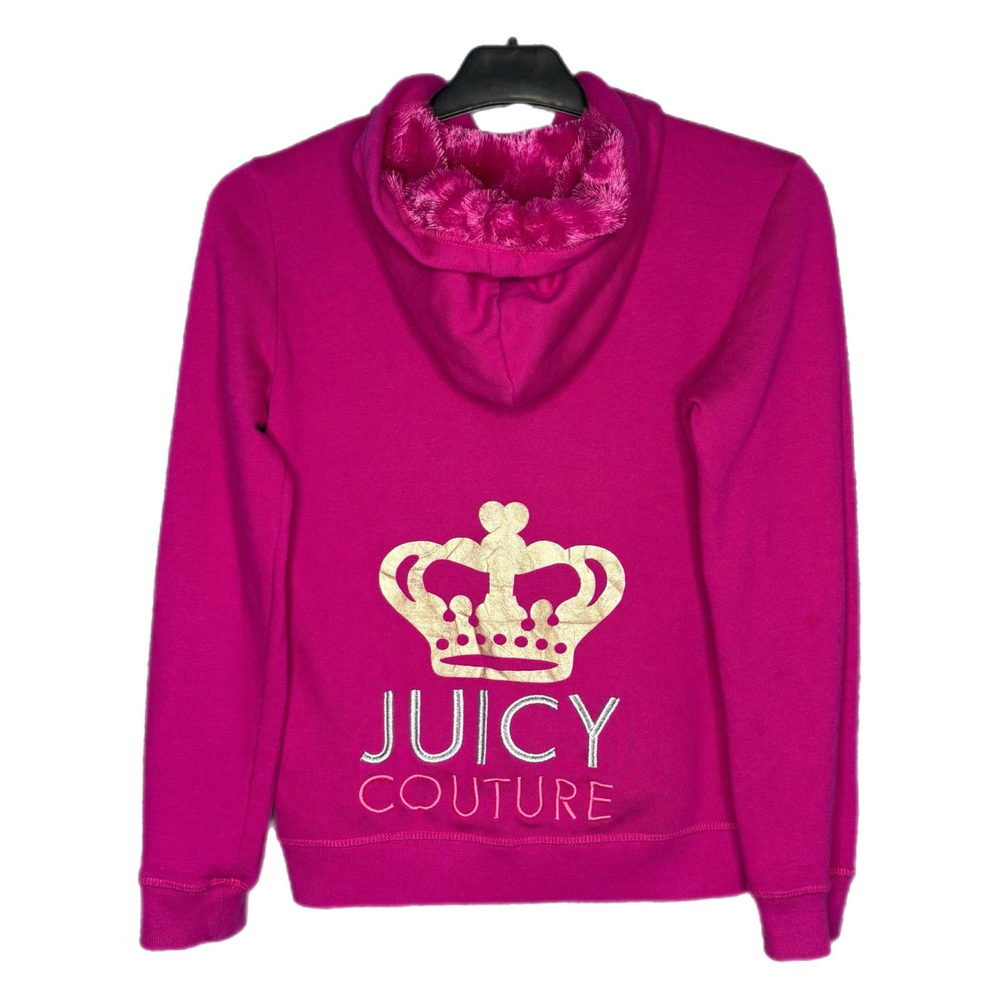 Juicy Couture Pink Y2K Fleeced Mcbling Embroidered Hoodie, Size S-M