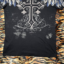 Load image into Gallery viewer, Adversity Gothic Cross Black Grunge Y2K Top, Size Medium
