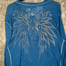 Load image into Gallery viewer, Affliction Blue Winged Cross Long Sleeve T-Shirt Y2K Gothic Streetwear
