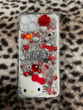 Load image into Gallery viewer, Iphone 13/14 Red Silver Hello Kitty Y2K Mcbling Custom Phone Case
