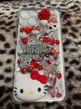 Load image into Gallery viewer, Iphone 13/14 Red Silver Hello Kitty Y2K Mcbling Custom Phone Case
