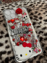 Load image into Gallery viewer, Iphone 13/14 Red Silver Hello Kitty Y2K Mcbling Custom Phone Case
