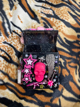 Load image into Gallery viewer, 90s Style Pink Mcbling Y2K Star Skull Junk Cigarette Box / Trinket Box
