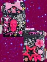 Load image into Gallery viewer, 90s Style Pink Mcbling Y2K Star Skull Junk Cigarette Box / Trinket Box
