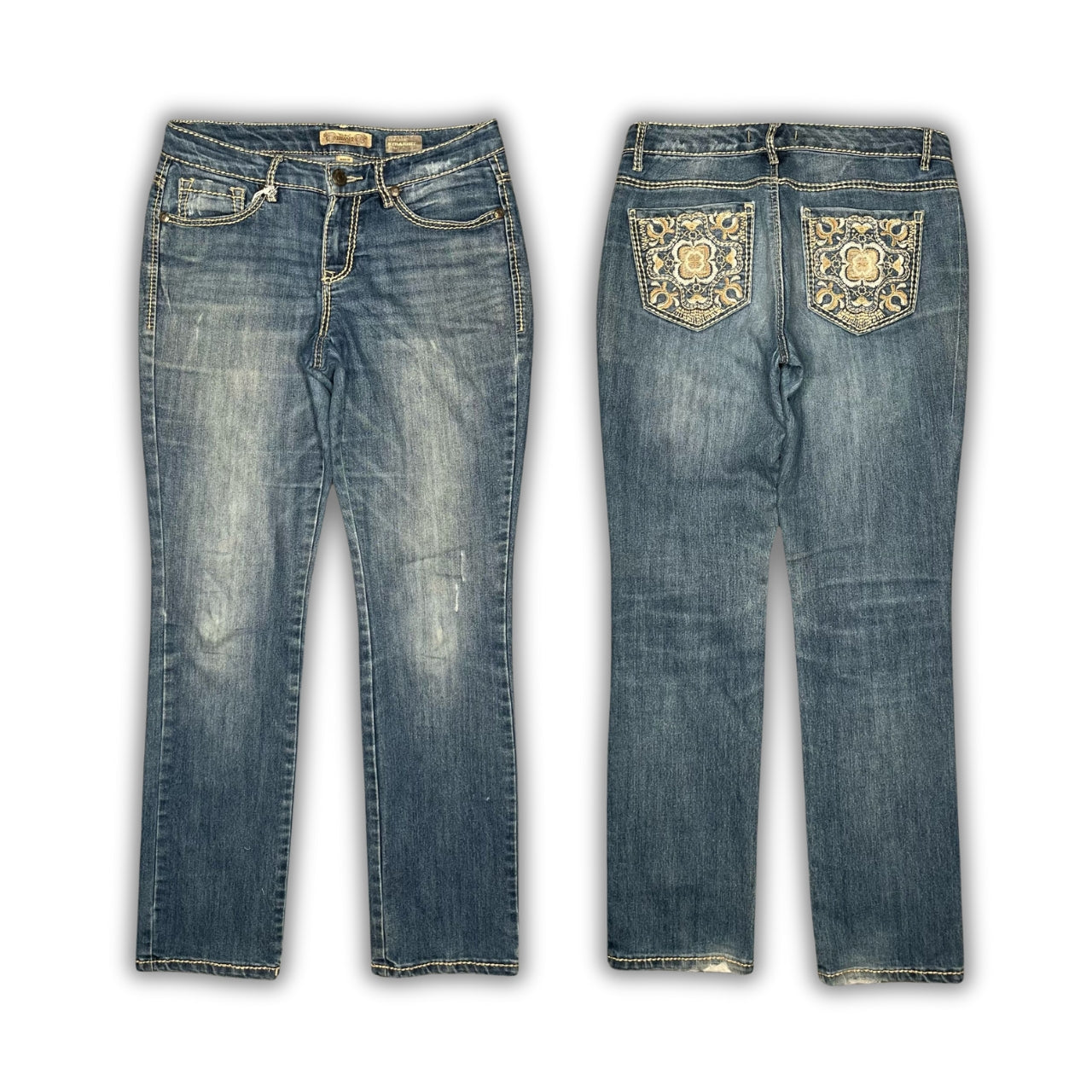 True Religion Y2K Embroidered Logo Distressed leg & Knee Ricky Jeans,Waist 28