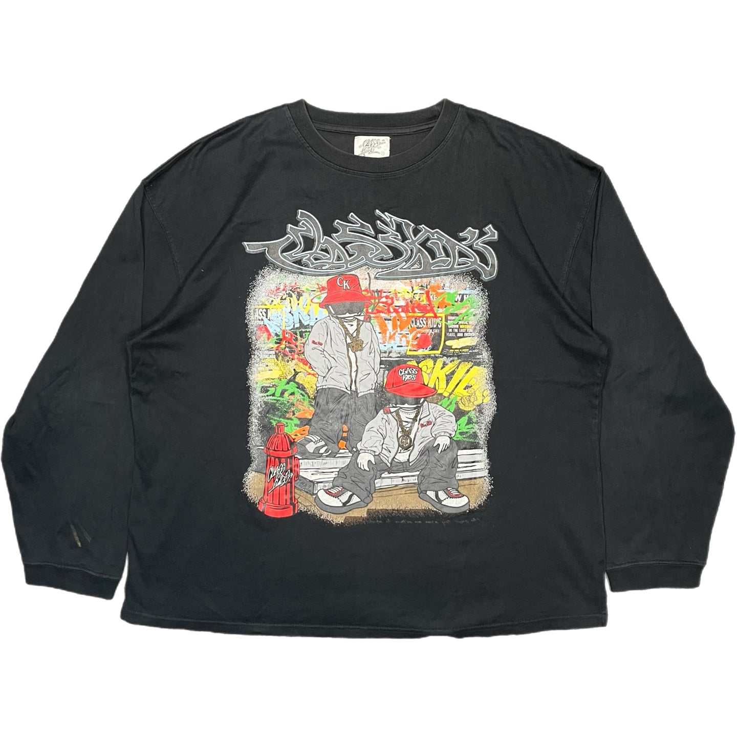 Class Kids Graffiti Grunge 2000s Y2K Long Sleeved Hiphop Top, Size XL