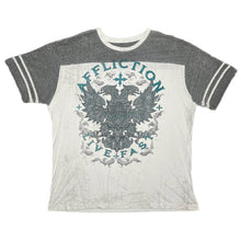 Load image into Gallery viewer, Affliction White Grey Gothic Y2K 2000s Distressed Top, Size 3XL
