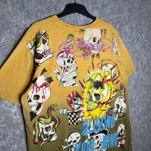 Load image into Gallery viewer, Ed Hardy Gothic Skull Y2K Yellow 2000s Top, Size XL
