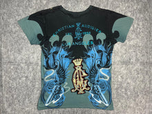 Load image into Gallery viewer, Christian Audigier Rhinestone Y2K Ed Hardy Skull Blue Vintage Top, Size Large
