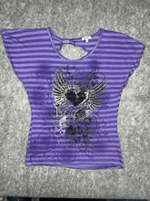 Load image into Gallery viewer, Papaya Grunge Angel Wing Heart Purple Stripe Y2K Top, Size XL
