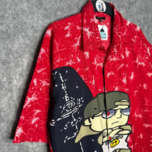 Load image into Gallery viewer, Ninety Originals Y2K Cartoon Hip Hop Character Red Tie Dye Shirt, Size XL
