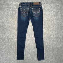 Load image into Gallery viewer, Rock Revival Red Stitch Skinny Dark Blue Y2K Mcbling 2000s Jeans, Waist 26
