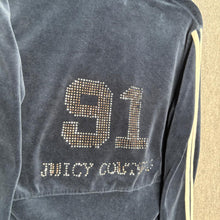 Load image into Gallery viewer, Juicy Couture Navy Stripe Rhinestone 91 Y2K Mcbling Hoodie, Size L
