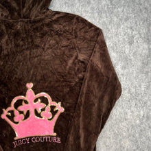 Load image into Gallery viewer, Juicy Couture Brown Y2K Velour Pink Crown Tiara Mcbling Vintage Hoodie, Size L
