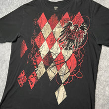 Load image into Gallery viewer, No Boundaries Check Argyle Pheonix Black Red Gothic Grunge Top, Size Large
