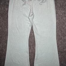 Load image into Gallery viewer, Juicy Couture Mint Y2K Flared Velour Mcbling Rhinestone Joggers, Size M
