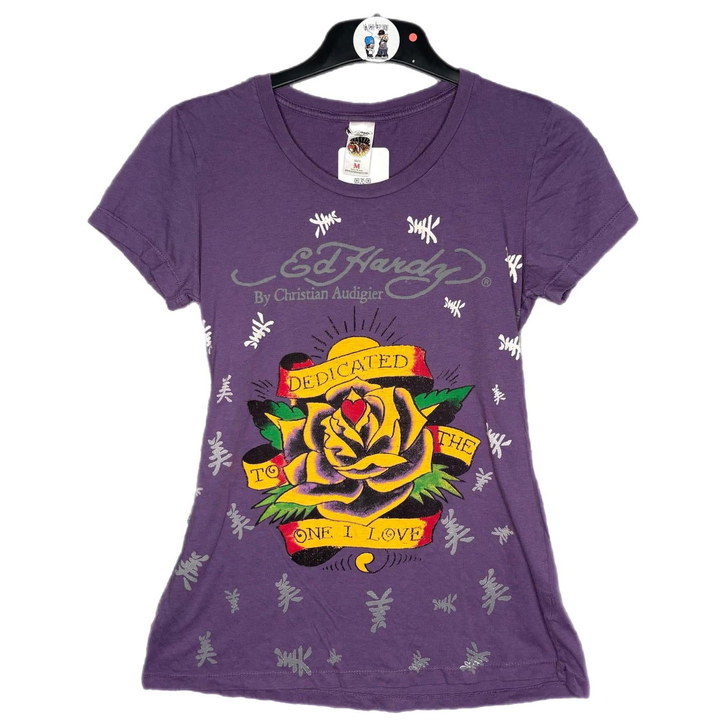 Ed Hardy Purple Y2K Rose Tattoo Style 2000s Top, Size M