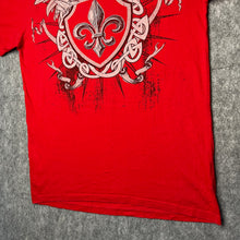 Load image into Gallery viewer, Urban Heritage Gothic Fleur De Lis Tribal Angel Wing Grunge Red Top, Size M
