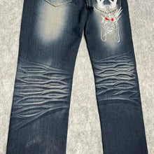 Load image into Gallery viewer, Carnaby Embroidered Dragon Blue Y2K 2000s Jeans, Size Small W28
