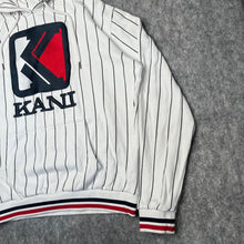 Load image into Gallery viewer, Karl Kani White Hiphop Y2K Stripe Vintage Hoodie, Size Medium
