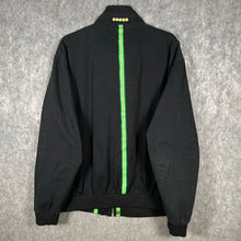 Load image into Gallery viewer, Coogi Black Crest Logo Bomber Jacket Green Stripe Y2K Streetwear (XL)
