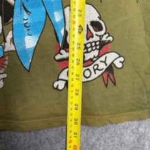 Load image into Gallery viewer, Ed Hardy Gothic Skull Y2K Yellow 2000s Top, Size XL
