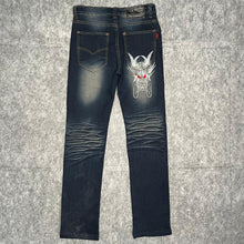 Load image into Gallery viewer, Carnaby Embroidered Dragon Blue Y2K 2000s Jeans, Size Small W28
