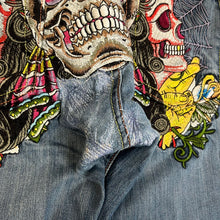 Load image into Gallery viewer, Christian Audigier Embroidered Skull Y2K 2000s Vintage Jeans, Waist 34
