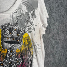 Load image into Gallery viewer, Southpole White Y2K Angel Wing Mcbling Gothic Cross Top, Size M
