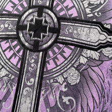 Load image into Gallery viewer, The Raw Uncut Purple Gothic Cross Angel Wing Y2K Grunge 2000s Top, Size Large
