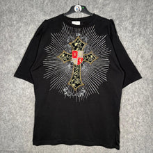 Load image into Gallery viewer, Avirex Black Gothic Cross Gold Grunge 2000s Top, Size XXL
