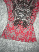 Load image into Gallery viewer, Harley Davidson Y2K Red Chrome Grunge Wing Top, Size Medium
