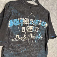 Load image into Gallery viewer, Ecko Unltd Gothic Skull Studded Black Blue Grunge Top, Size M
