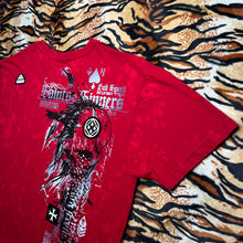 Load image into Gallery viewer, Affliction Red Gothic Skull Y2K 2000s Grunge Top, Size Large
