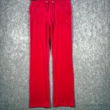 Load image into Gallery viewer, Juicy Couture Red Velour Joggers Petite Small Y2K Low Rise Tracksuit Pants
