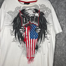 Load image into Gallery viewer, Tapout Eagle American Flag Graphic T-Shirt White Red Trim MMA Style XL
